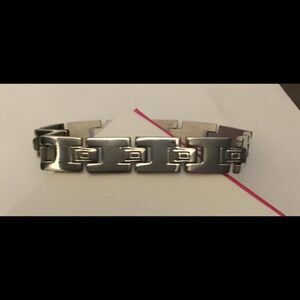 NEW~ Men’s Stainless Steel Greek Key Link Bracelet